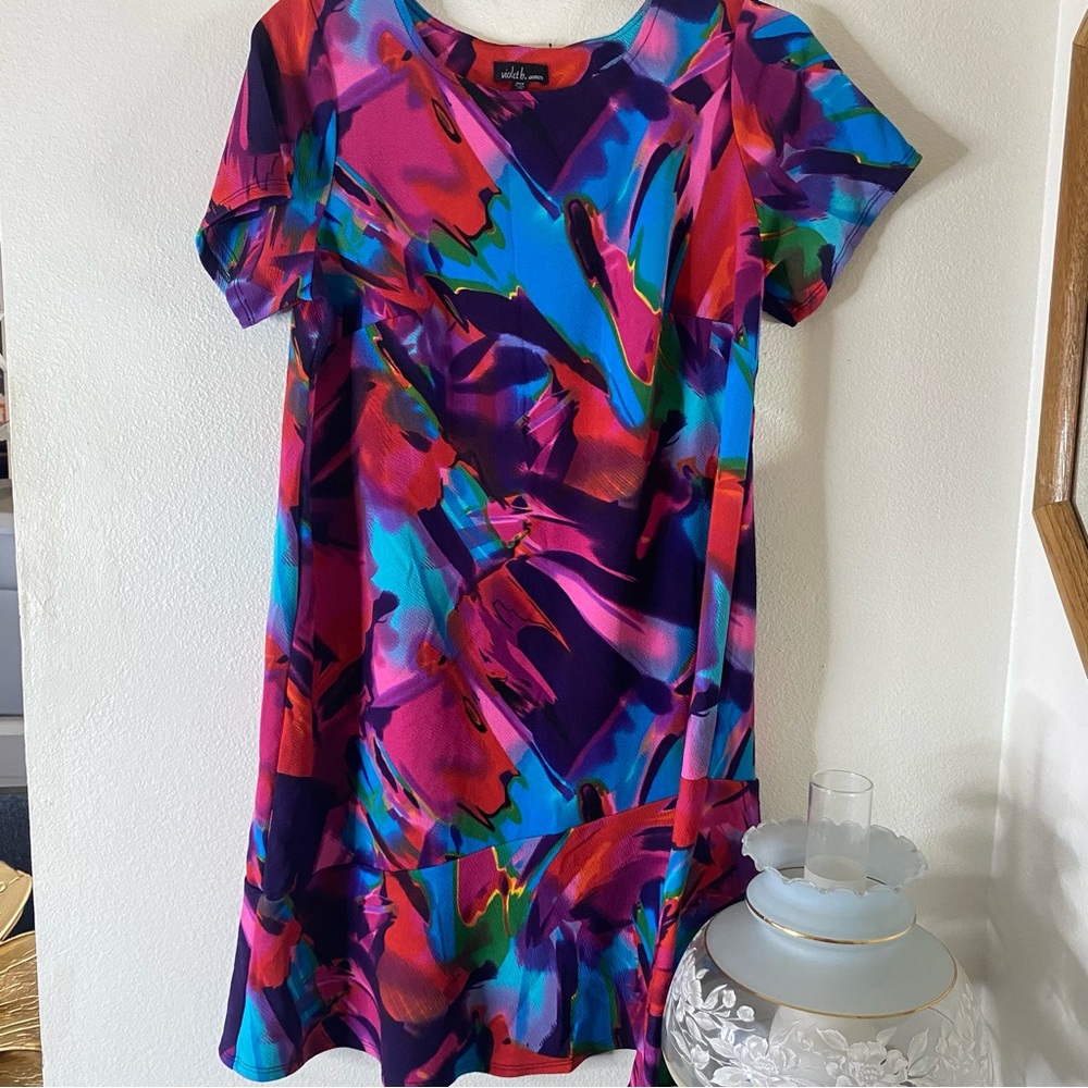 Vtg Violet b Art To Wear Paint Splash Dress
